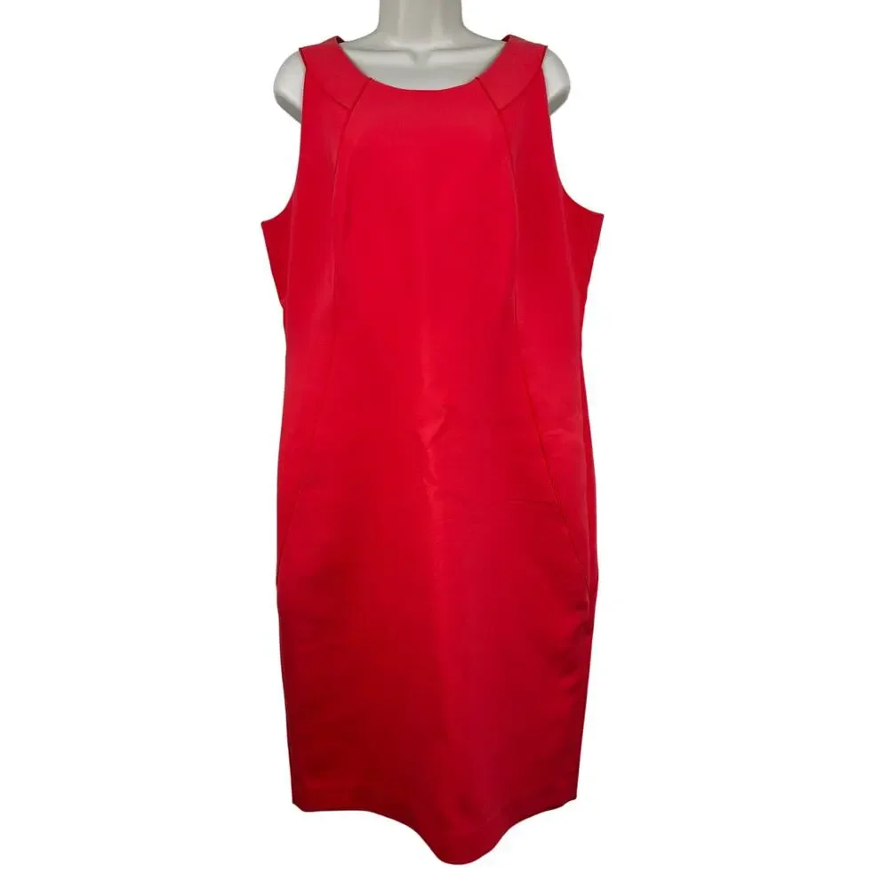 Lafayette 148 New York Dress Sheath Sleeveless Lined Orange Size 14 Career Event - Picture 1 of 11